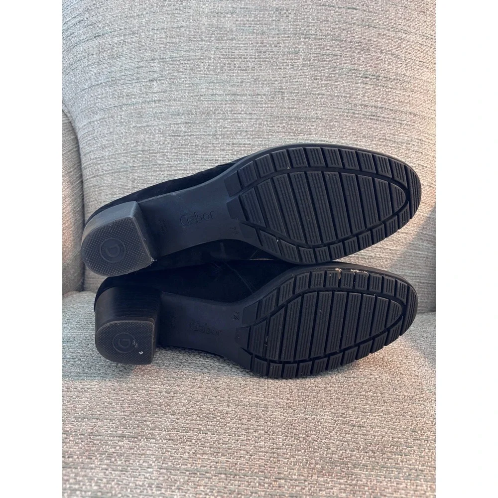 Gabor Comfort-H Black Suede Ankle Boots Side Zip Block Heel 96.603 7.5 UK 10 US